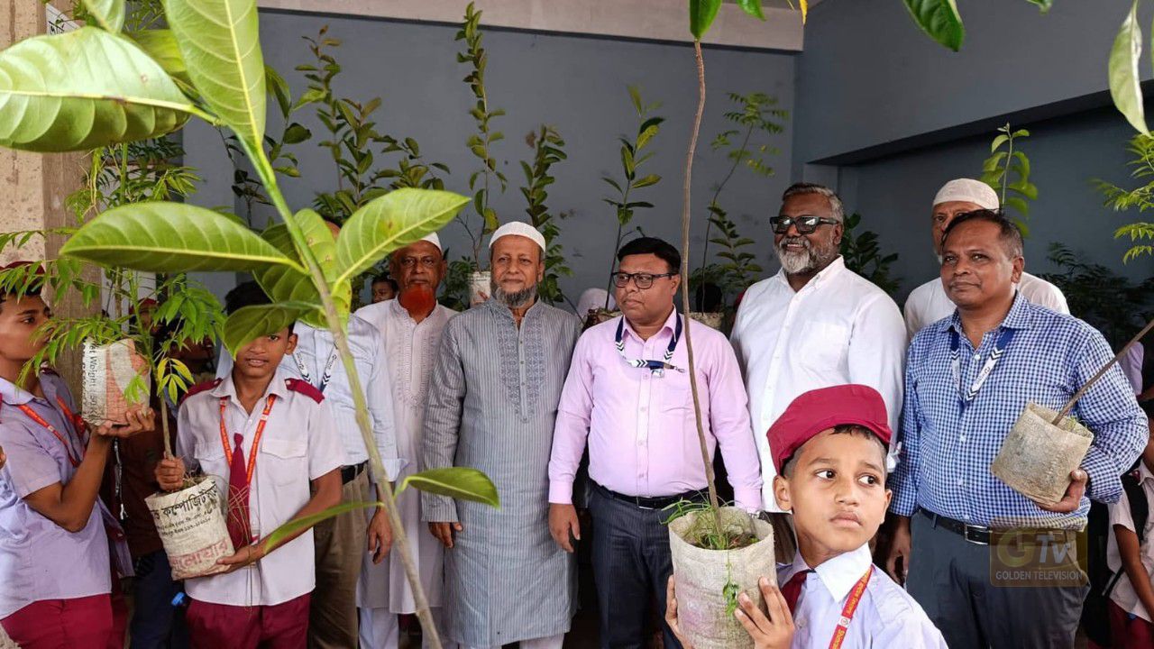 ব্রাহ্মণবাড়িয়ায় বেসরকারি বিদ্যালয়ে এনসিসি ব্যাংকের বৃক্ষরোপণ ও চারা বিতরণ কর্মসূচি।